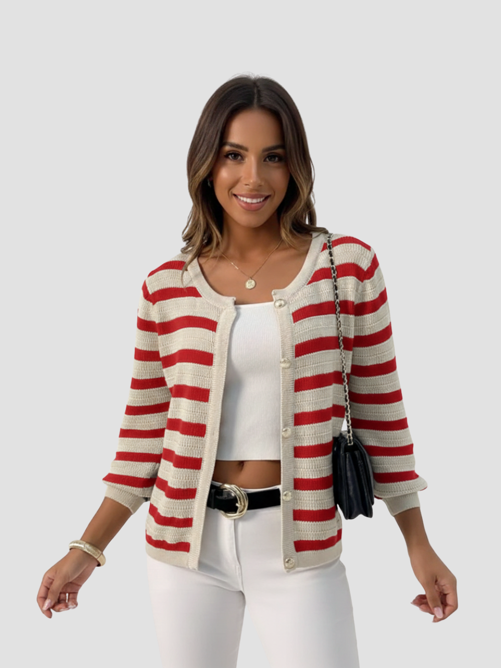 ESTELA | CÁRDIGAN DE MUJER | PUNTO A RAYAS Y ESTILO CASUAL