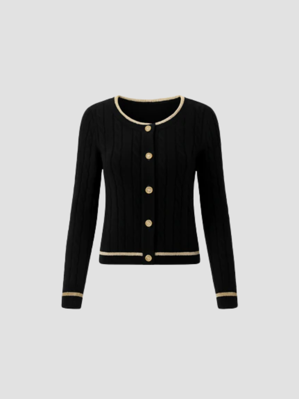MARISOL | CÁRDIGAN DE MUJER | RIBETES DORADOS Y ELEGANCIA