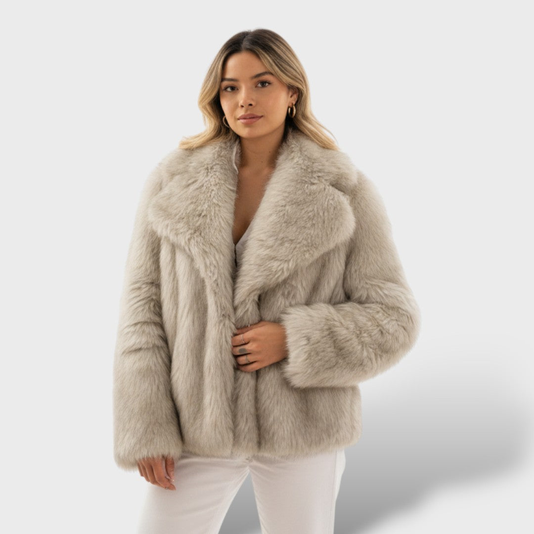 Abrigo de Pelo Sintético Elegante Mujer