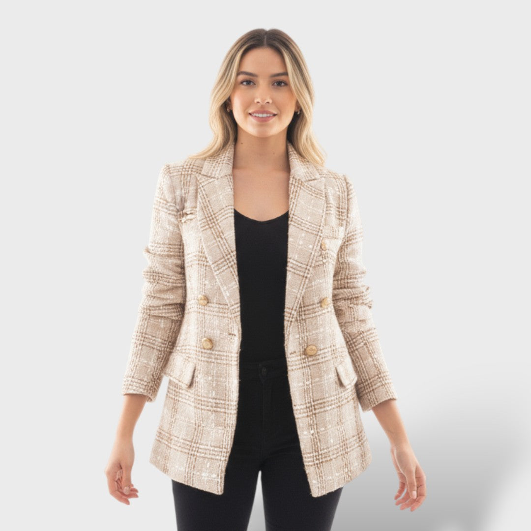 Blazer a cuadros elegante mujer