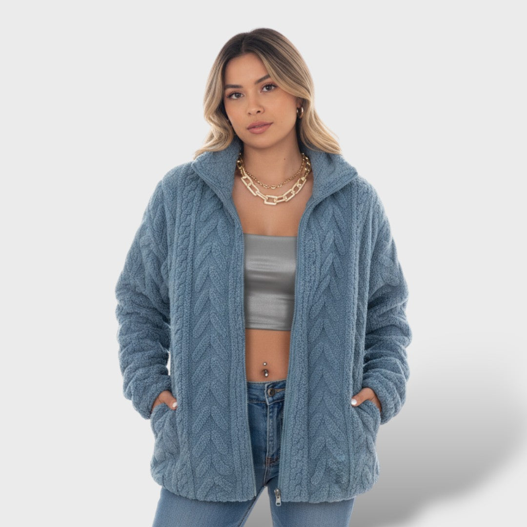 Chaqueta de Forro Polar con Cremallera y Cuello Alto