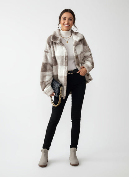 MARVELLA | CHAQUETA DE CUADROS PARA MUJER – COMODIDAD SUAVE Y ESTILO MODERNO