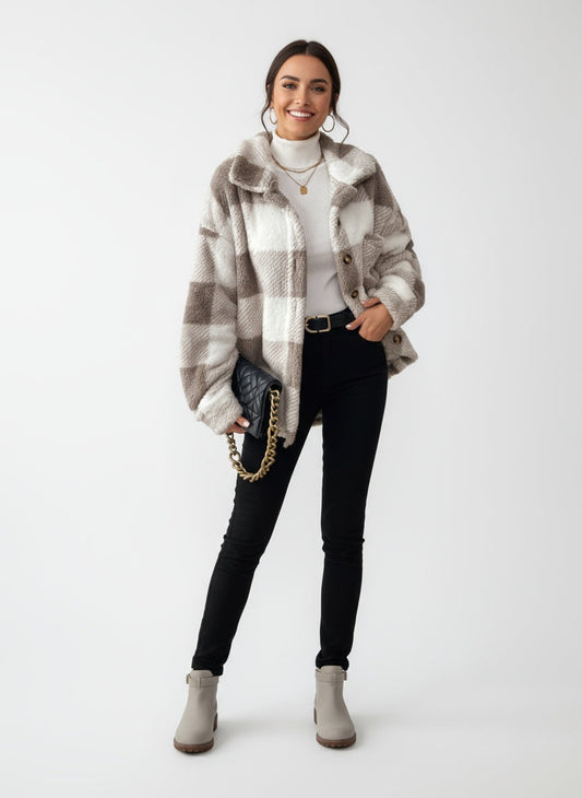 MARVELLA | CHAQUETA DE CUADROS PARA MUJER – COMODIDAD SUAVE Y ESTILO MODERNO