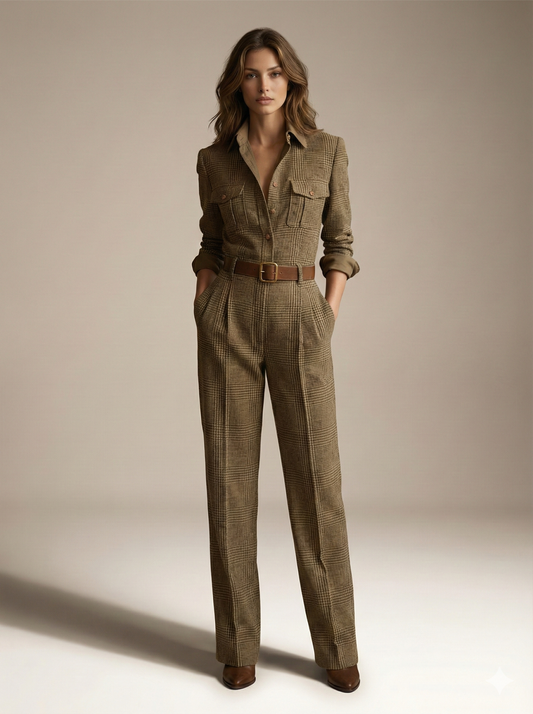 Elga - Mono Largo de Tweed Moderno + Guantes de Lana GRATIS