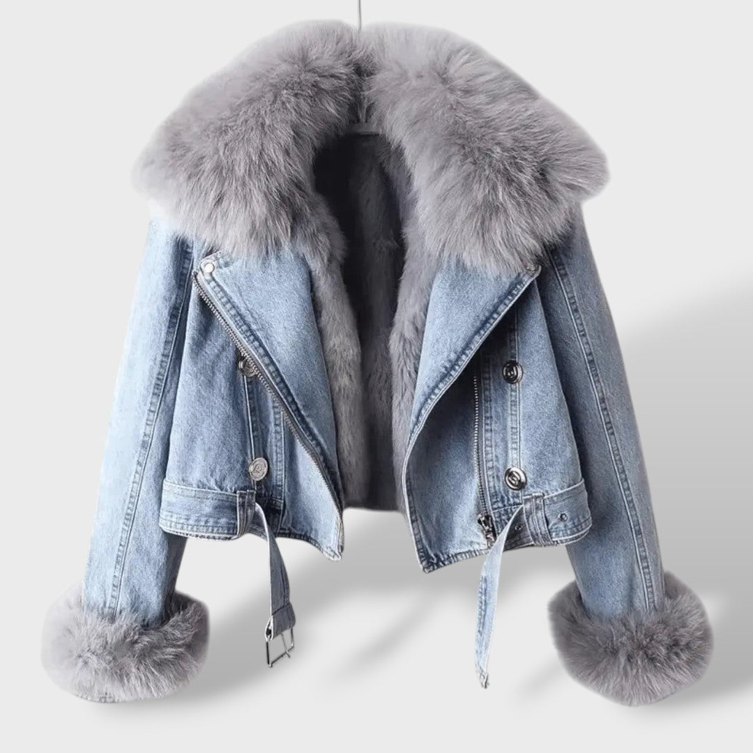 Chaqueta Vaquera con Pelo Sintético Mujer