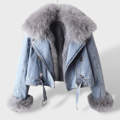 Chaqueta Vaquera con Pelo Sintético Mujer