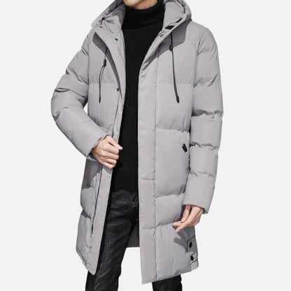 Chaqueta Hombre Invierno Acolchada Larga con Capucha