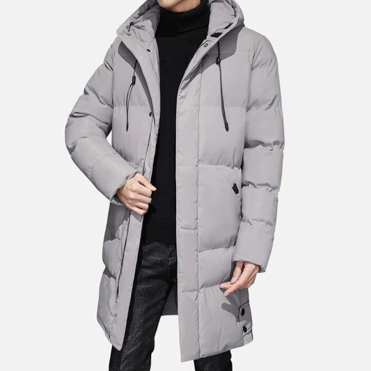 Chaqueta Hombre Invierno Acolchada Larga con Capucha