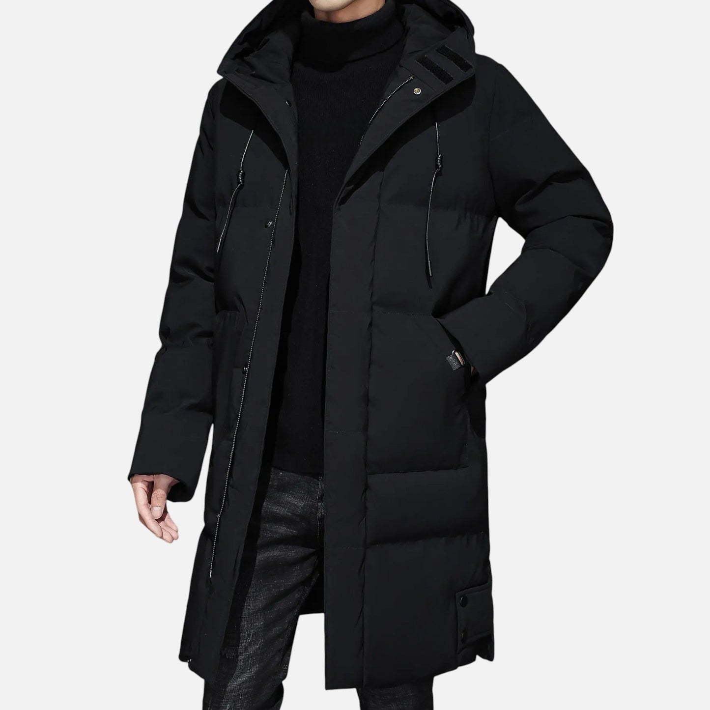 Chaqueta Hombre Invierno Acolchada Larga con Capucha