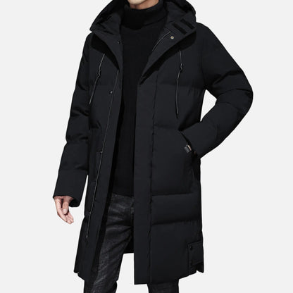 Chaqueta Hombre Invierno Acolchada Larga con Capucha