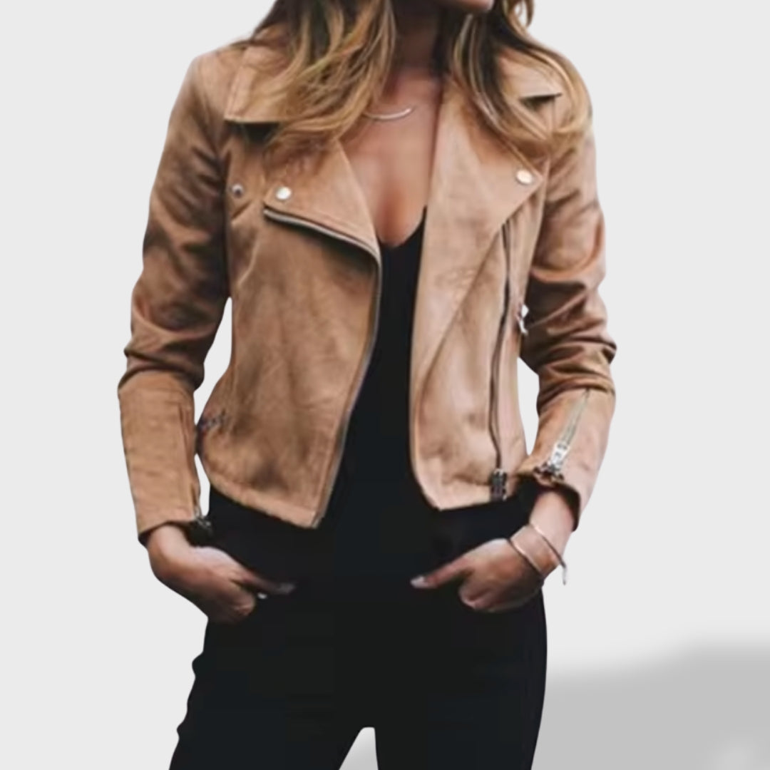 Isabel Chaqueta corta de ante elegante y suave