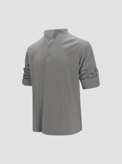 DORADO | CAMISETA HENLEY LARGA | ESTILO CASUAL-ELEGANTE