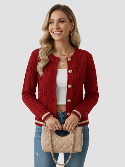 MARISOL | CÁRDIGAN DE MUJER | RIBETES DORADOS Y ELEGANCIA