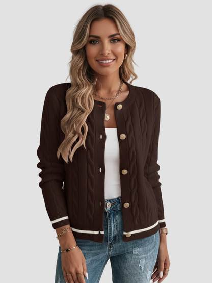 MARISOL | CÁRDIGAN DE MUJER | RIBETES DORADOS Y ELEGANCIA