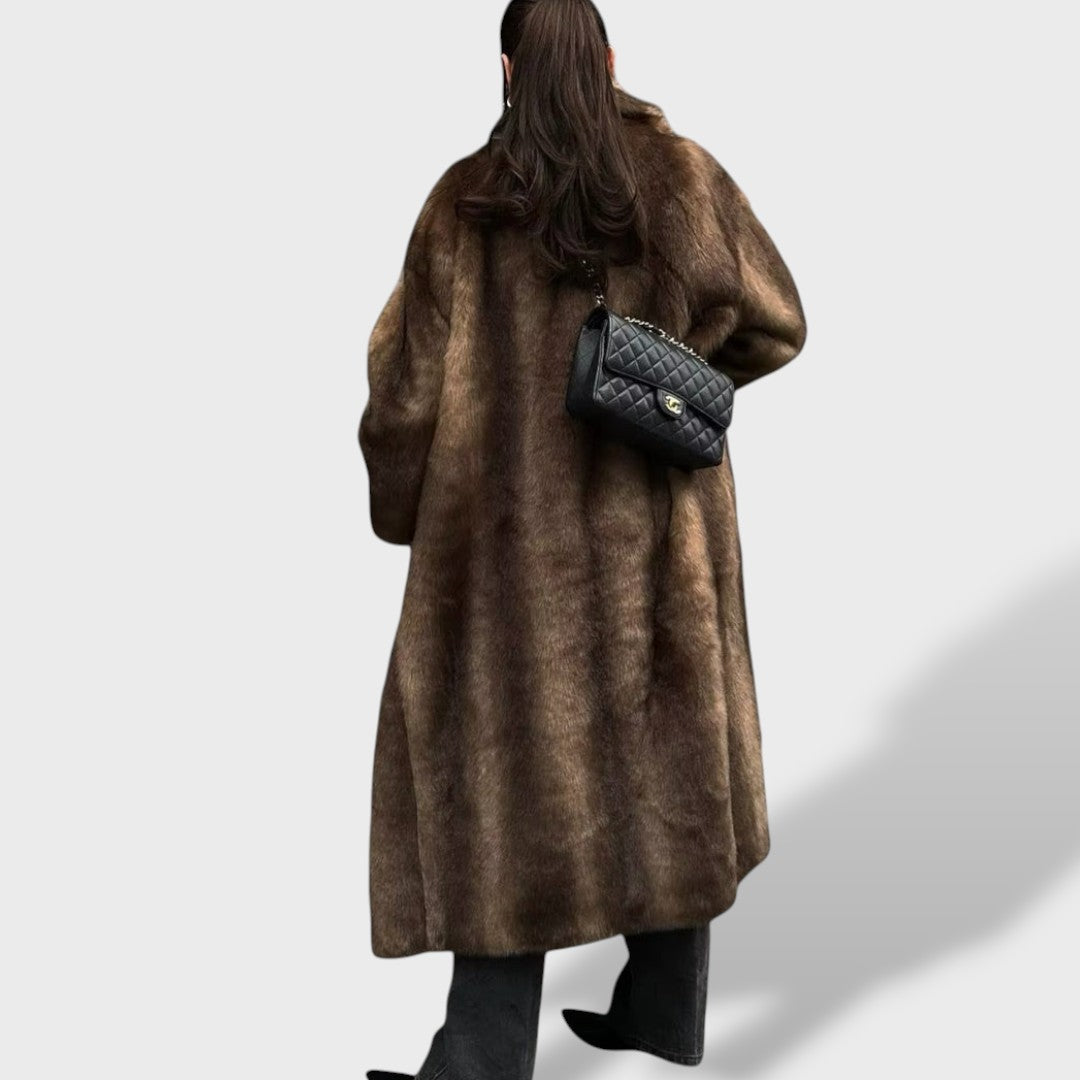 Abrigo Largo de Pelo Sintético Elegante