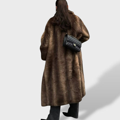 Abrigo Largo de Pelo Sintético Elegante