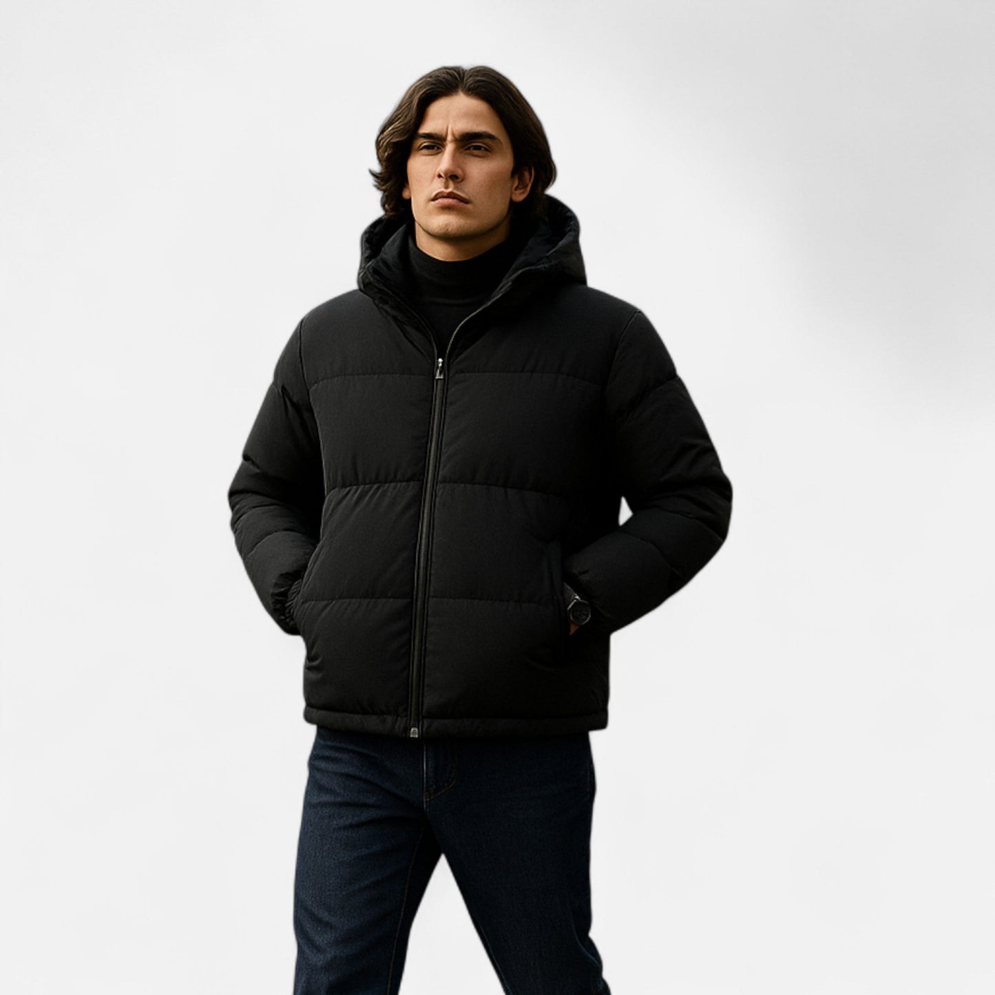 Chaqueta Acolchada Hombre Invierno con Capucha Desmontable