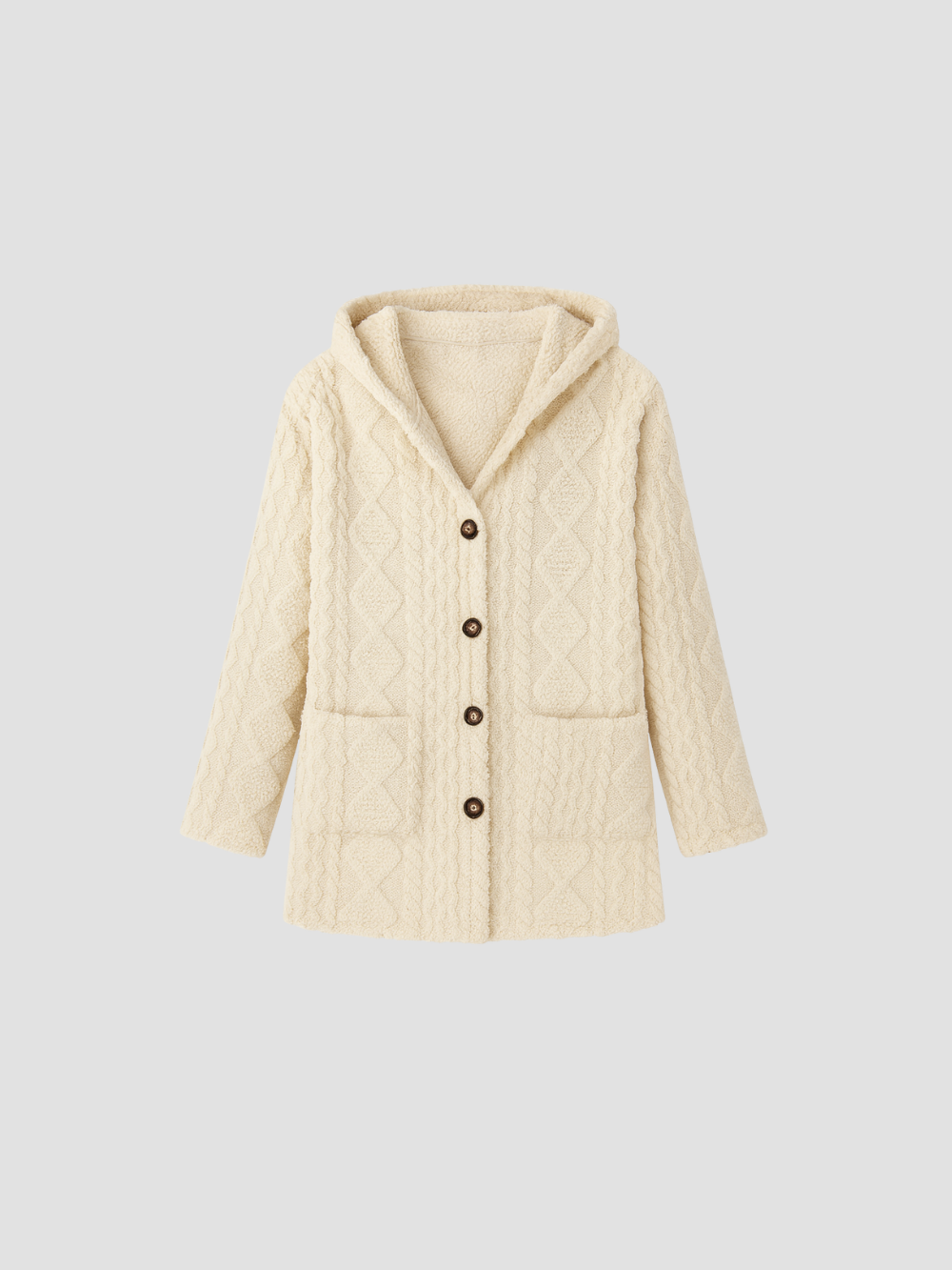 ELUNARA | CHAQUETA DE PUNTO CON CAPUCHA PARA MUJER – CALIDEZ NATURAL Y ENCANTO ARTESANAL