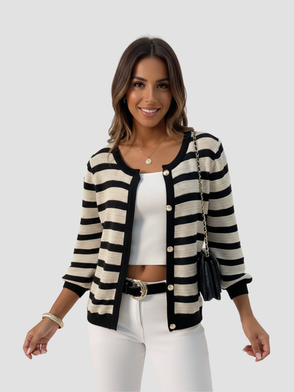 ESTELA | CÁRDIGAN DE MUJER | PUNTO A RAYAS Y ESTILO CASUAL