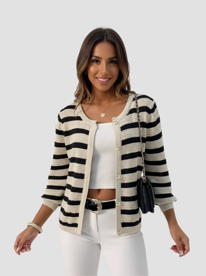 ESTELA | CÁRDIGAN DE MUJER | PUNTO A RAYAS Y ESTILO CASUAL