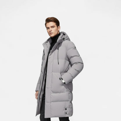 Chaqueta Hombre Invierno Acolchada Larga con Capucha