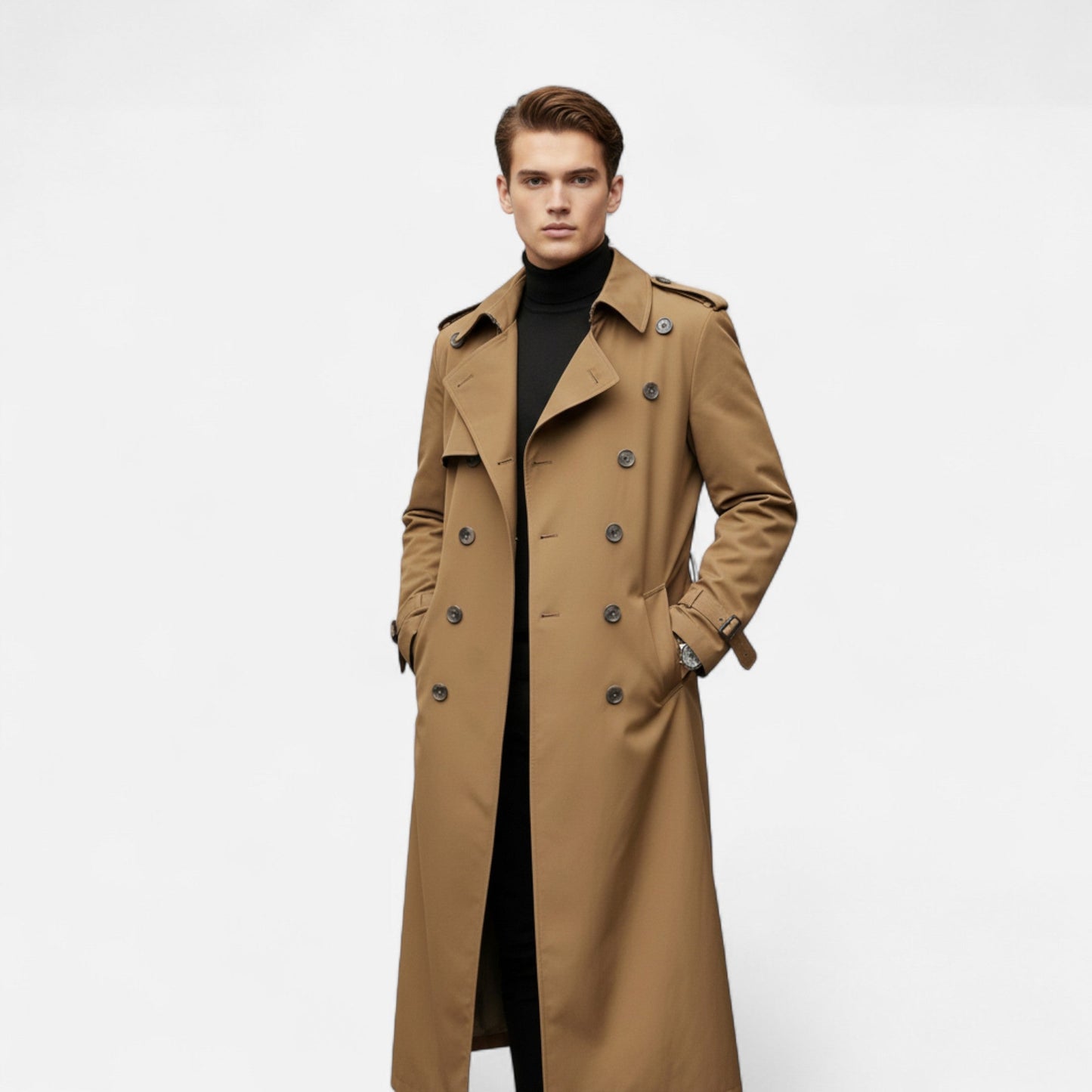Abrigo Trench Hombre Invierno Estilo Refinado