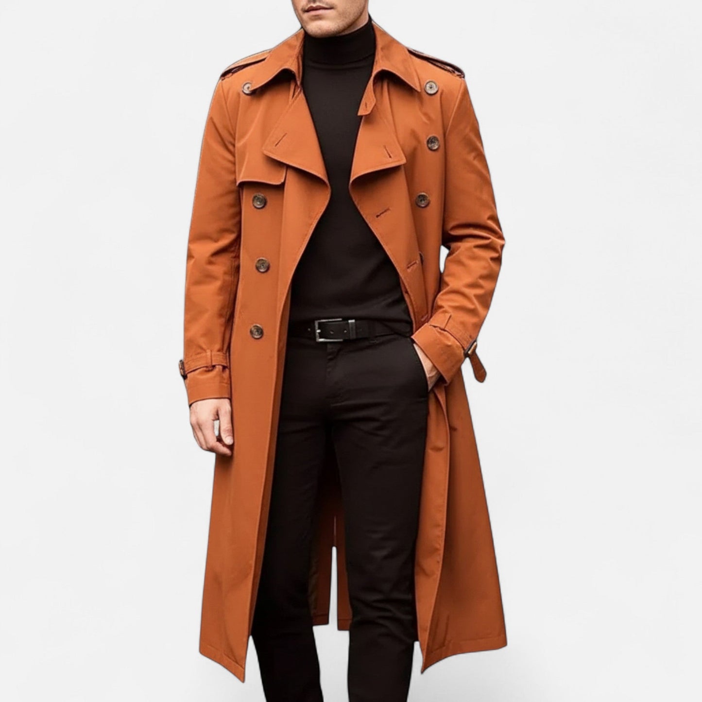 Abrigo Trench Hombre Invierno Estilo Refinado