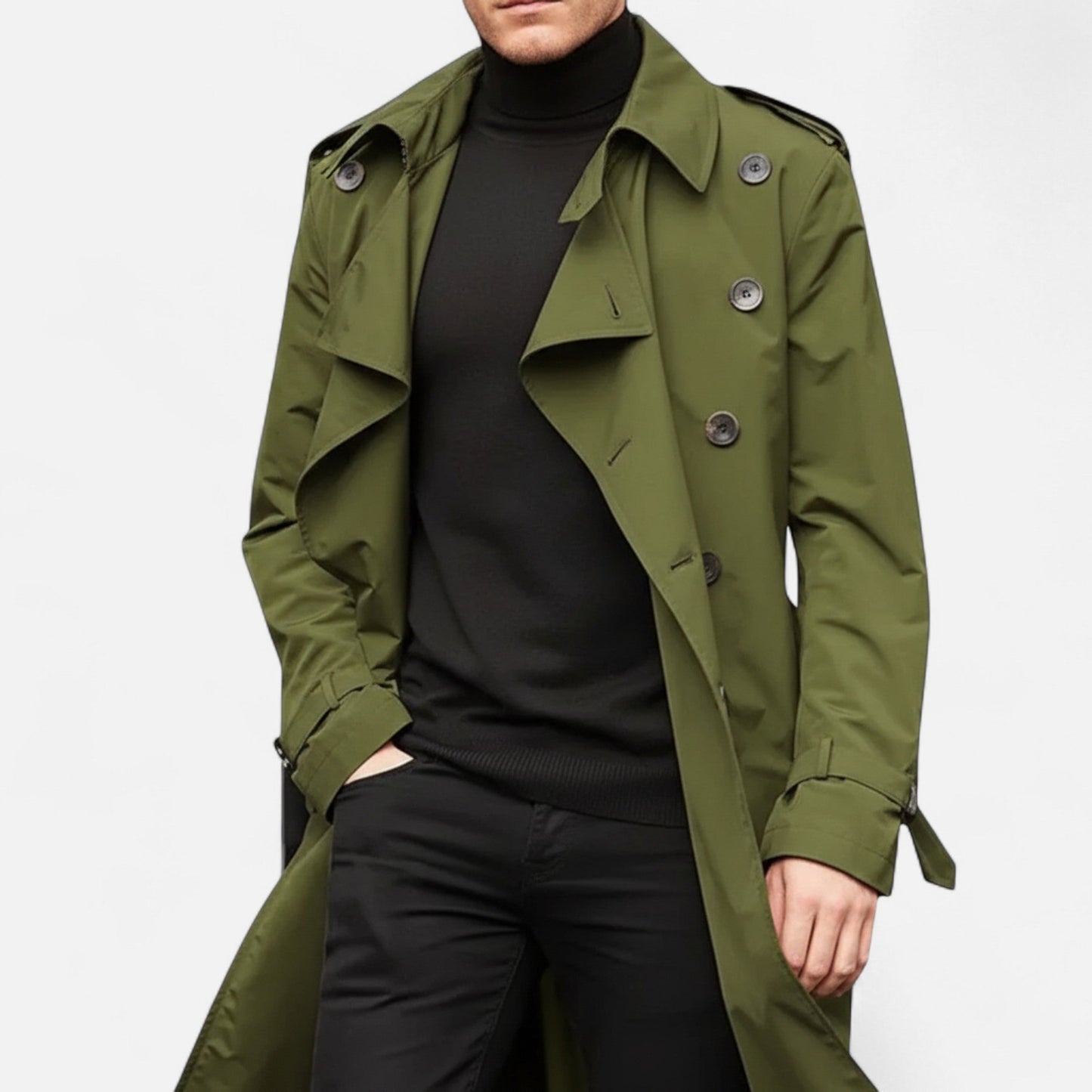 Abrigo Trench Hombre Invierno Estilo Refinado