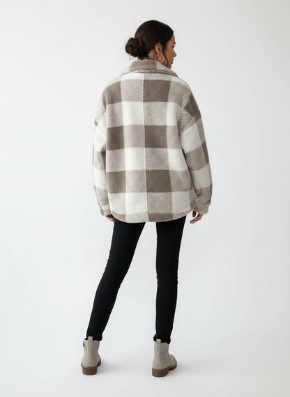 MARVELLA | CHAQUETA DE CUADROS PARA MUJER – COMODIDAD SUAVE Y ESTILO MODERNO