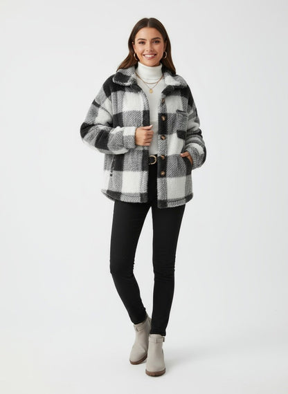 MARVELLA | CHAQUETA DE CUADROS PARA MUJER – COMODIDAD SUAVE Y ESTILO MODERNO