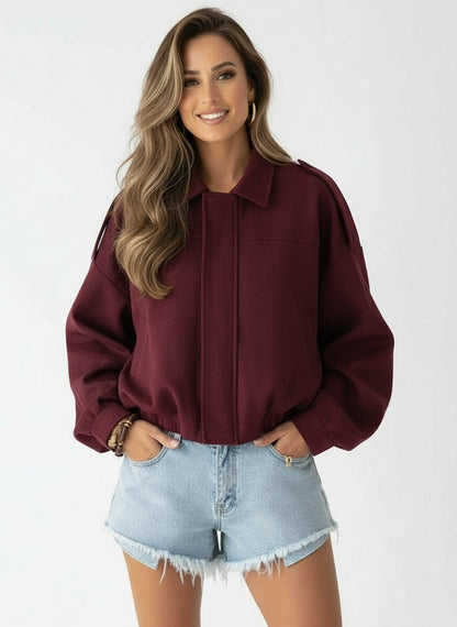 MAELIA | CHAQUETA OVERSIZE DE ANTE PARA MUJER – ELEGANCIA CONTEMPORÁNEA Y SILUETA RELAJADA