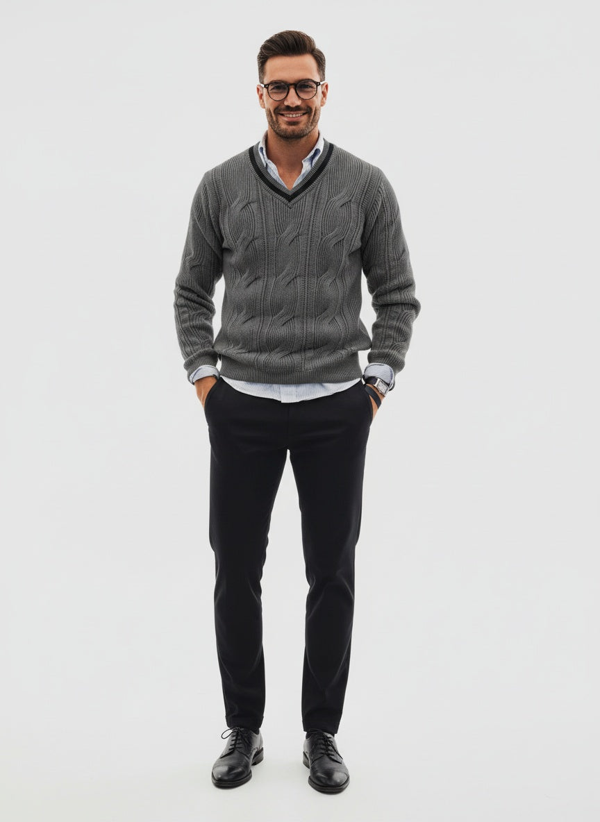 BAUTISTA | SUÉTER DE PUNTO EN V | CLÁSICO DEPORTIVO MODERNO