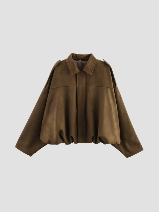 MAELIA | CHAQUETA OVERSIZE DE ANTE PARA MUJER – ELEGANCIA CONTEMPORÁNEA Y SILUETA RELAJADA