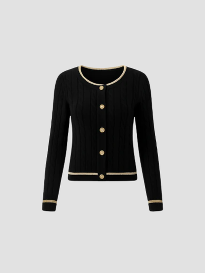 MARISOL | CÁRDIGAN DE MUJER | RIBETES DORADOS Y ELEGANCIA