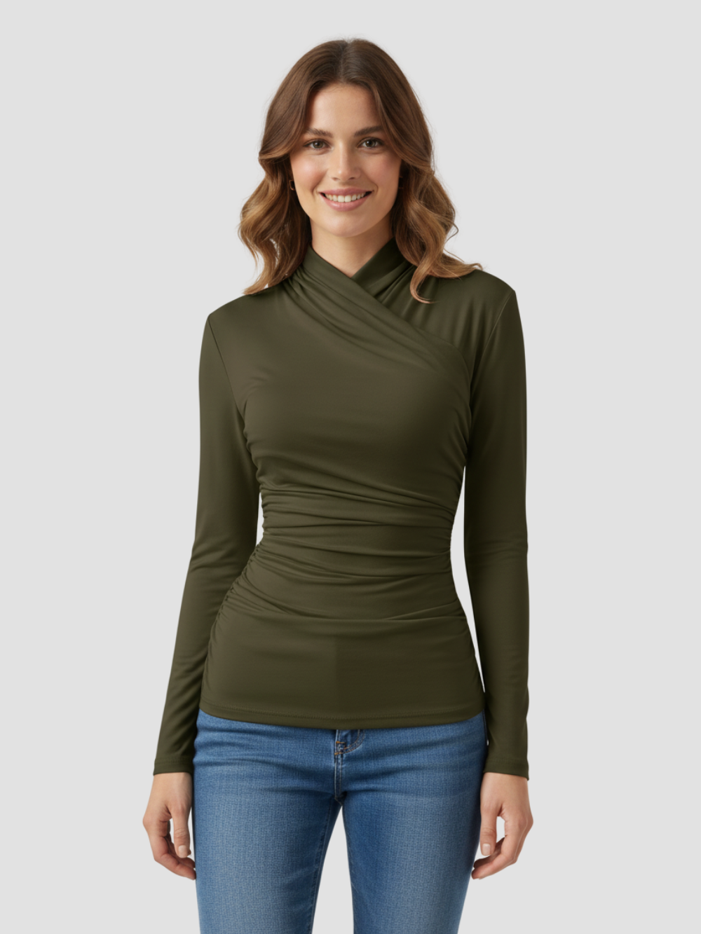 ZAFIRA | TOP CRUZADO DE MANGA LARGA PARA MUJER – ELEGANCIA ESCULPIDA Y COMODIDAD DURADERA