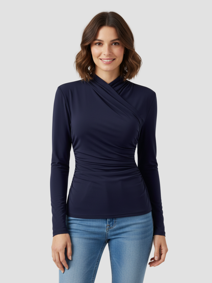 ZAFIRA | TOP CRUZADO DE MANGA LARGA PARA MUJER – ELEGANCIA ESCULPIDA Y COMODIDAD DURADERA