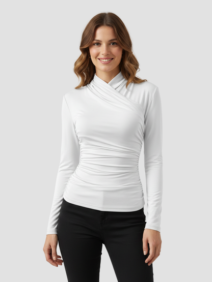 ZAFIRA | TOP CRUZADO DE MANGA LARGA PARA MUJER – ELEGANCIA ESCULPIDA Y COMODIDAD DURADERA