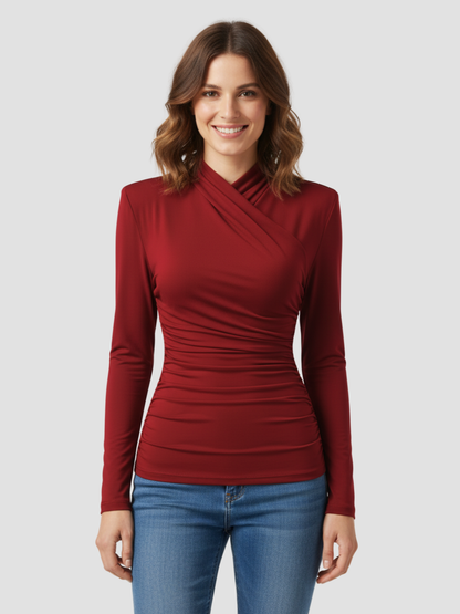 ZAFIRA | TOP CRUZADO DE MANGA LARGA PARA MUJER – ELEGANCIA ESCULPIDA Y COMODIDAD DURADERA