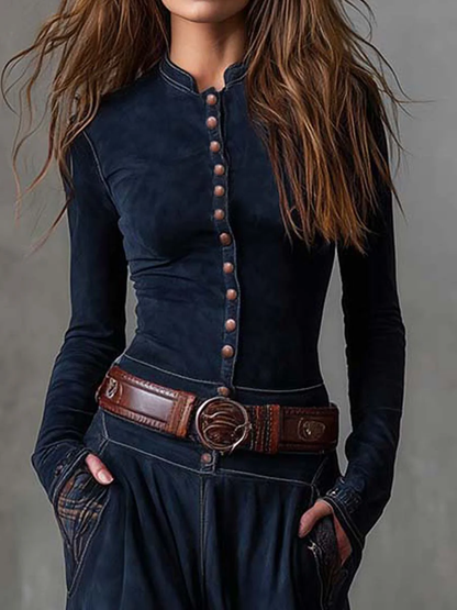 Azucena | Vestido maxi de ante + Cinturón y Bufanda de Regalo