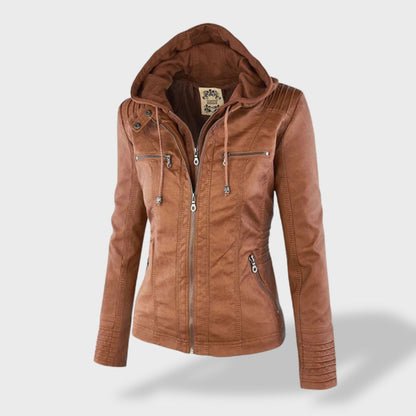 Lucía | Chaqueta de cuero para mujer con capucha