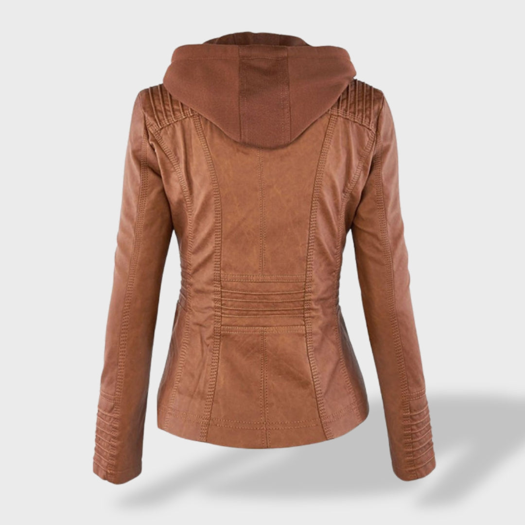 Lucía | Chaqueta de cuero para mujer con capucha