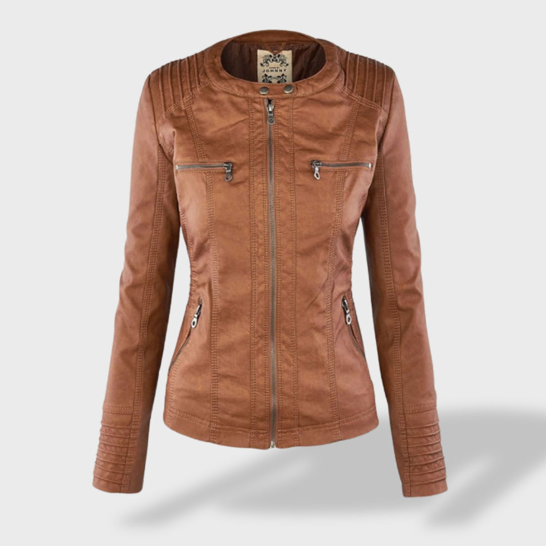 Lucía | Chaqueta de cuero para mujer con capucha