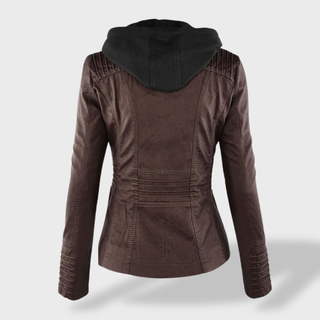 Lucía | Chaqueta de cuero para mujer con capucha