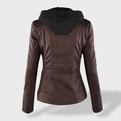 Lucía | Chaqueta de cuero para mujer con capucha