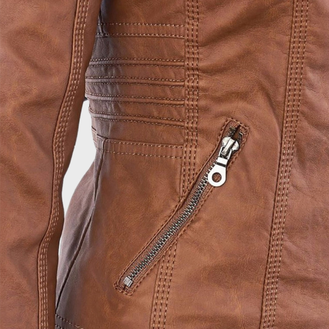 Lucía | Chaqueta de cuero para mujer con capucha