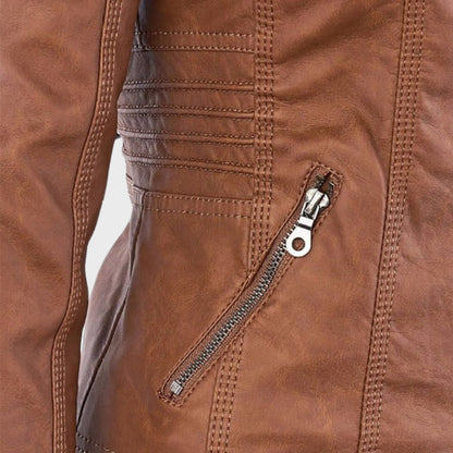 Lucía | Chaqueta de cuero para mujer con capucha