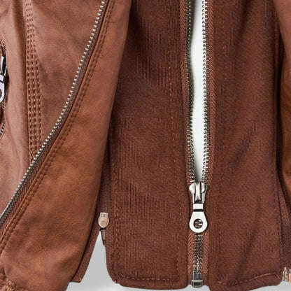 Lucía | Chaqueta de cuero para mujer con capucha