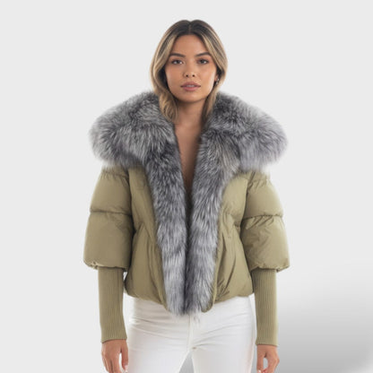 Chaqueta acolchada con cuello de piel sintética