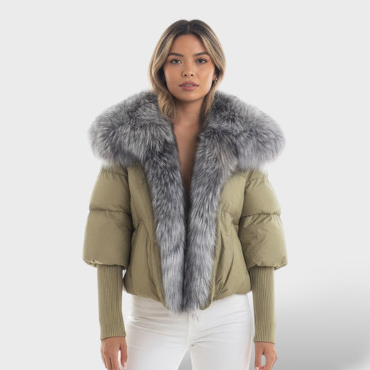 Chaqueta acolchada con cuello de piel sintética