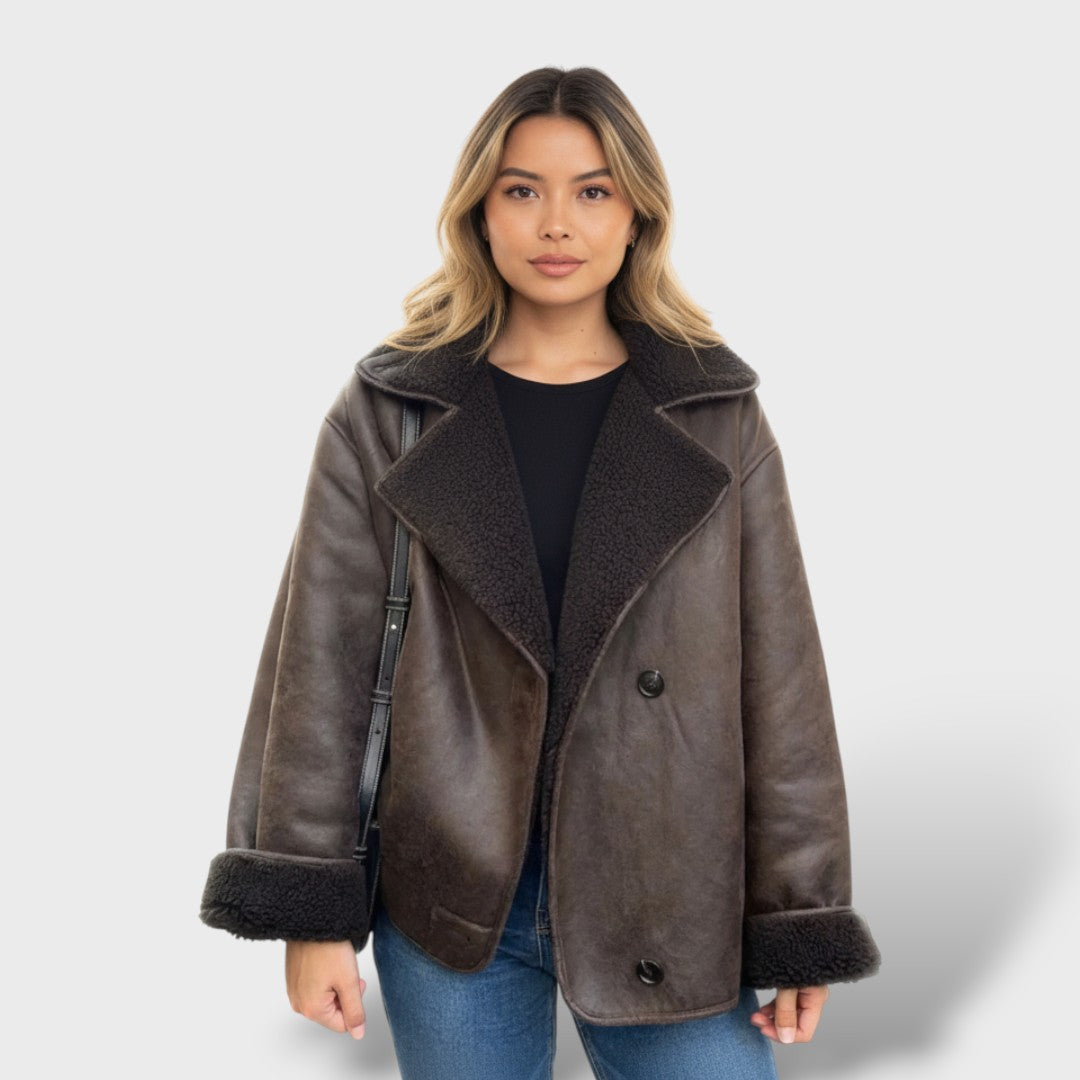 Chaqueta Oversized de Piel Mujer Invierno